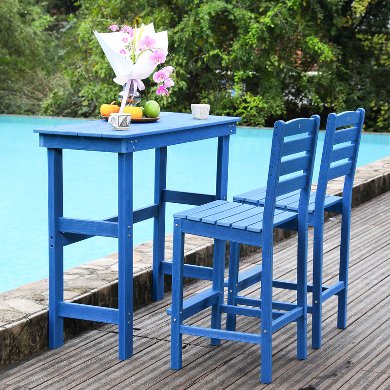 Tabourets de bar - sièges pour 2 personnes, design bleu marine américain, jardin extérieur, imperméable, entretien pour les intempéries, séchage rapide,