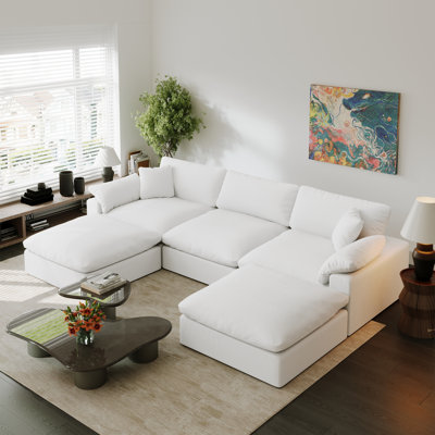 Amika Upholstered Cloud Couch Modular Sectional Sofa for Living Room and Bedroom