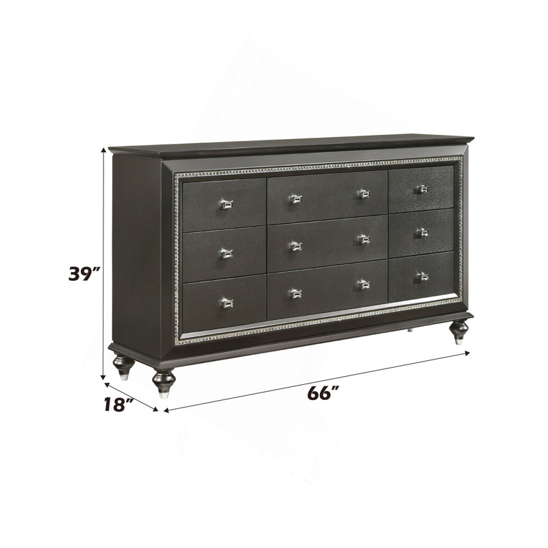 Commode à finition gris métallique