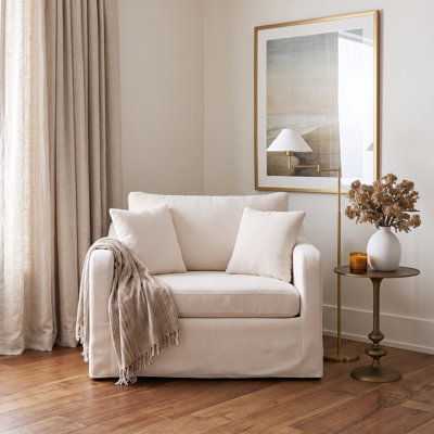 Chenetta 43.9" Farmhouse Chenille Upholstered Accent Chair with Pillow