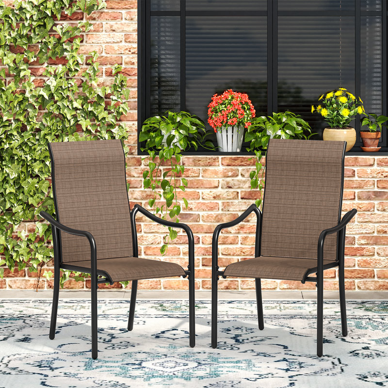 Chaise de salle à manger d'extérieur empilable, Brun
