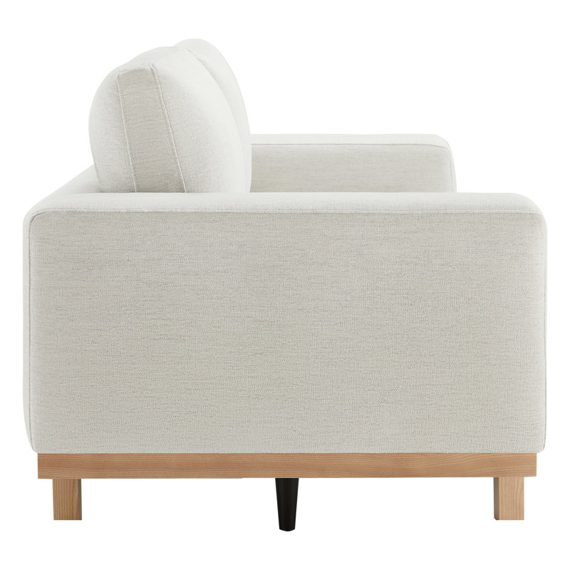 Arnette 97'' Velvet Sofa, Brent Light Grey Basketweave