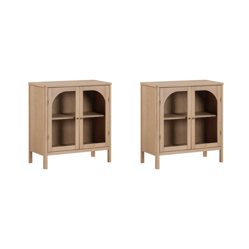 Glass TV Stand, Raw Oak