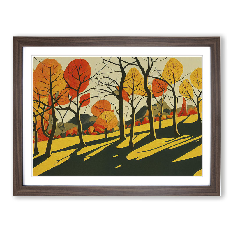 Serene Autumn Forest - Framed Print, 46cm H x 64cm W x 2cm D, Walnut 