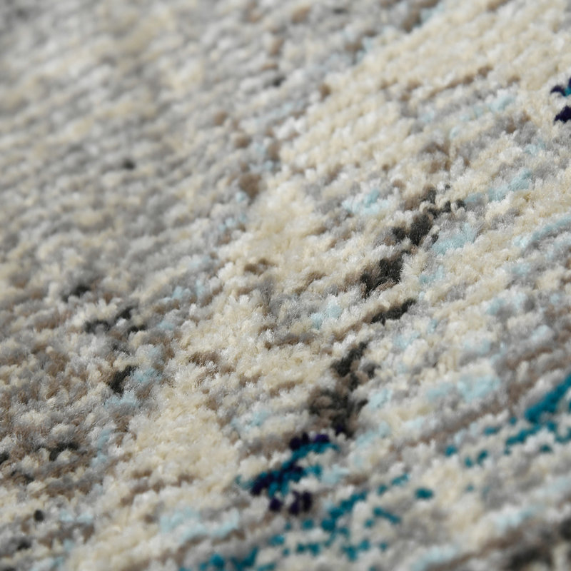 Blue Rectangular Washable Synthetic 5' x 7' Area Rug