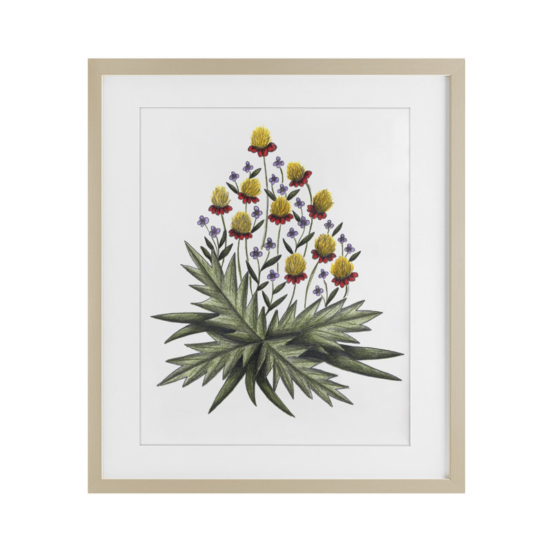 «Yellow Leafy Wild Flowers», reproduction encadrée sous verre, conception de Cecilia Battaini, H 16 po x l 13 po