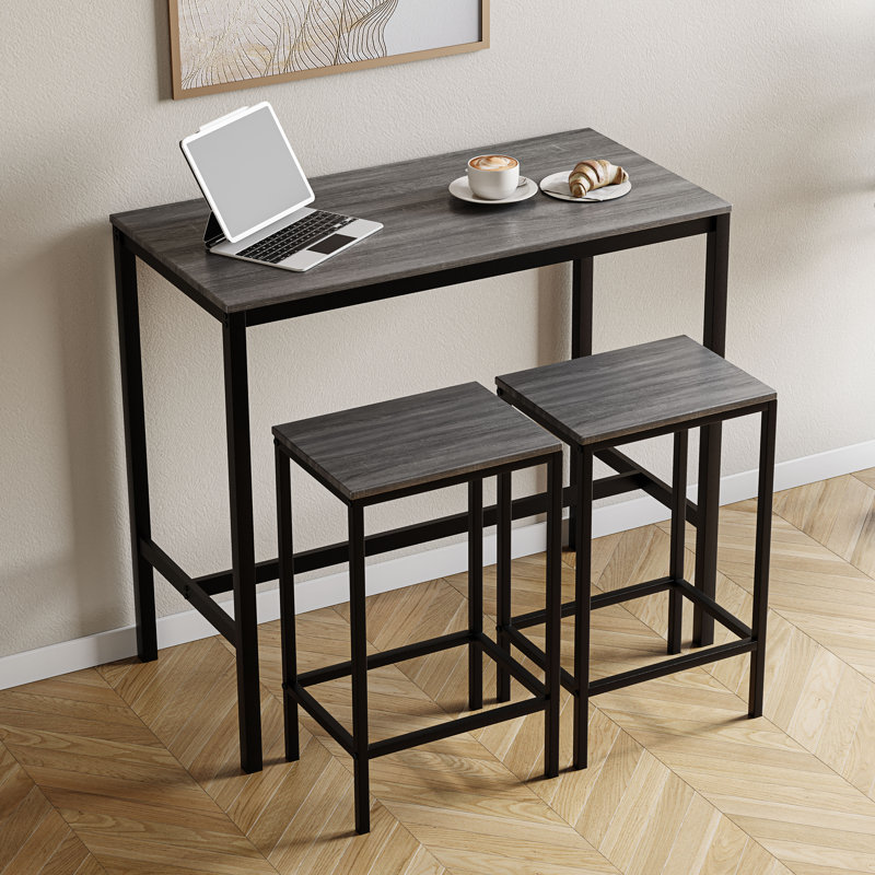 Addlyn 2 - Person Dining Set, Light Grey, Black, Light Grey/Black