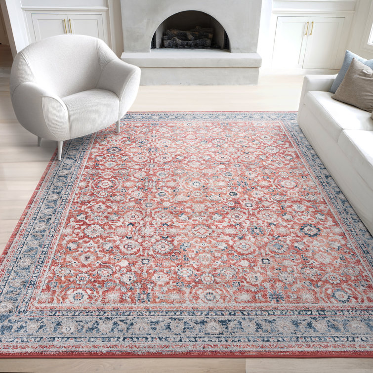 Saxton Oriental Indoor Polypropylene & Polyester Area Rug, Red-Multi-Color