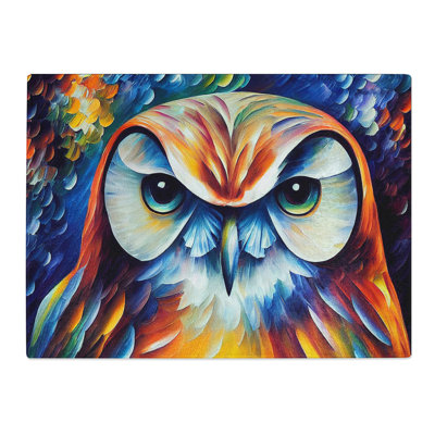 Owl Painting Vol.1 Abstract  Glass Chopping Board