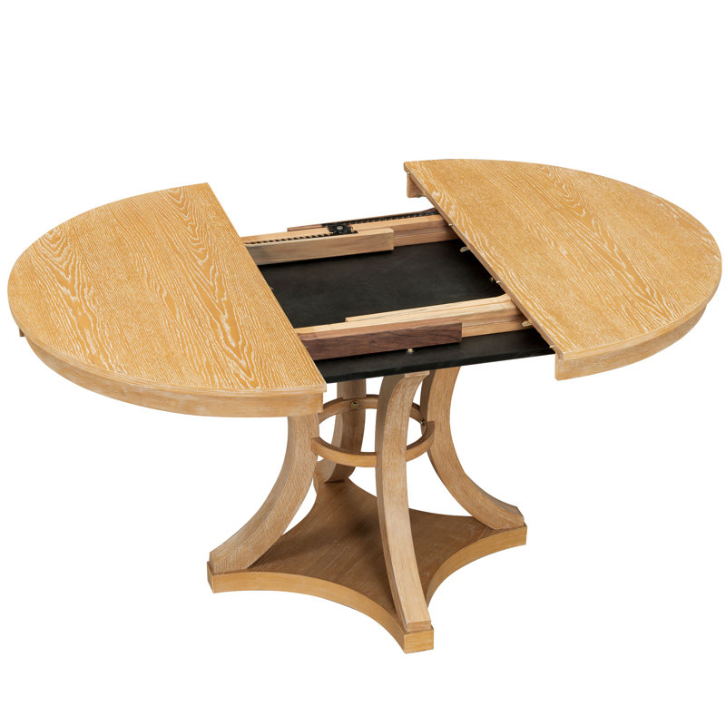 Ensemble de table de salle à manger 5 pièces avec table à rallonge et 4 chaises rembourrées, Naturel