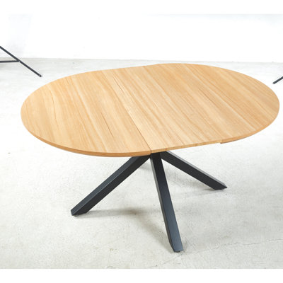 Extendable Table With Top And Metal Legs For Dining Leisure Areas, 120/160x120x75cm, Oak - Shaded Tone, Effortless Setup Office Surface Legs, Natural Essence, Quick Fix Assembly