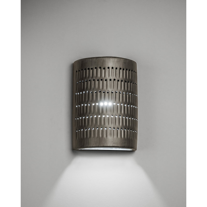 Carely Ceramic Outdoor Wall Light, LED Bulb Included, Rubbed Pewter, 13" H x 9.5" W x 5" D