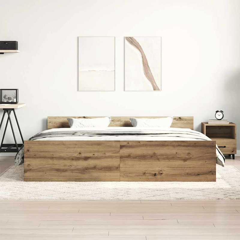 Marlow Home Co. Bed Frame With Headboard And Footboard, 90 x 200cm, Artisan Oak