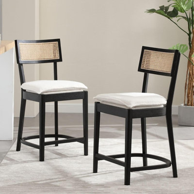 26" Sherpa White Counter Height Bar Stools Set Of 2