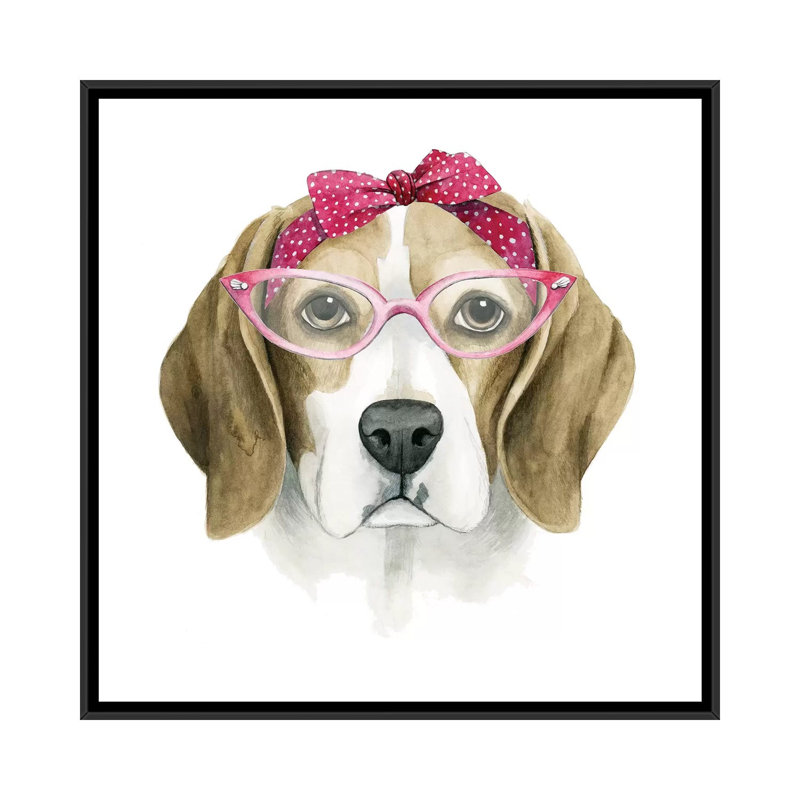 « rétro pup i », impression sur toile, H 18 po x l 18 po x P 1,5 po, Toile avec cadre flottant noir, Pas de tapis