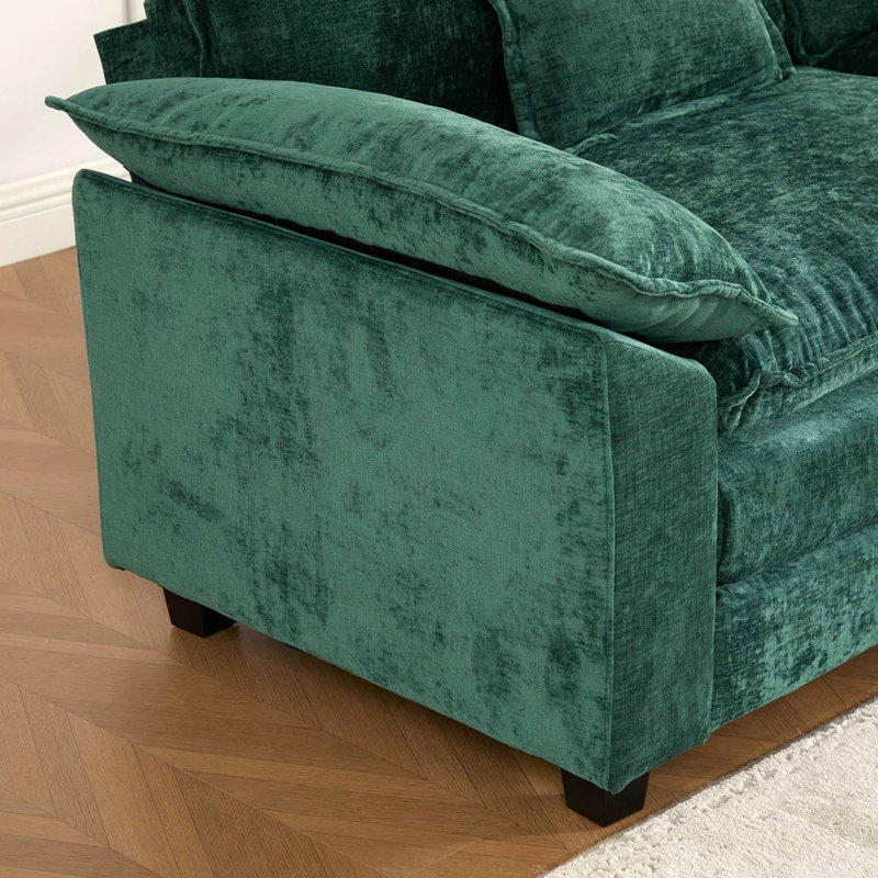 Wider Armrest 3 Seats (Ottoman Is Not Included), Modern Sectional Couch, For Living Room Bedroom And Apartment, Comfy Double Layer Upholstered Seat Cushion, Breathable Chenille Fabric