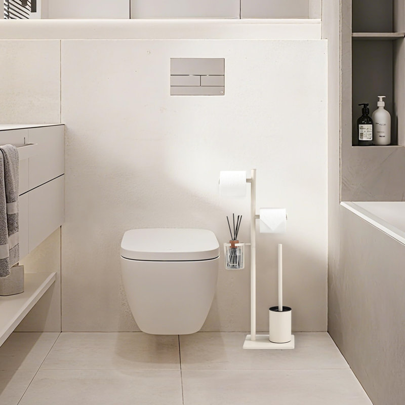 Free Standing Toilet Paper Holder, White