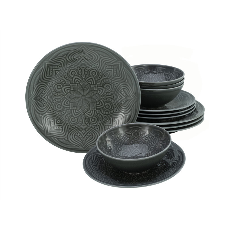 Orient Mandala Piece Porcelain China Dinnerware Set - Service for 4