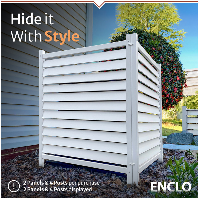 3.6ft H x 3ft W (2 Panels) No Dig Enclo Waverly Vinyl Privacy Screen, Outdoor Privacy Screen Panels, Trash Can Enclosure, Air Conditioner & Pool Equipment Enclosure