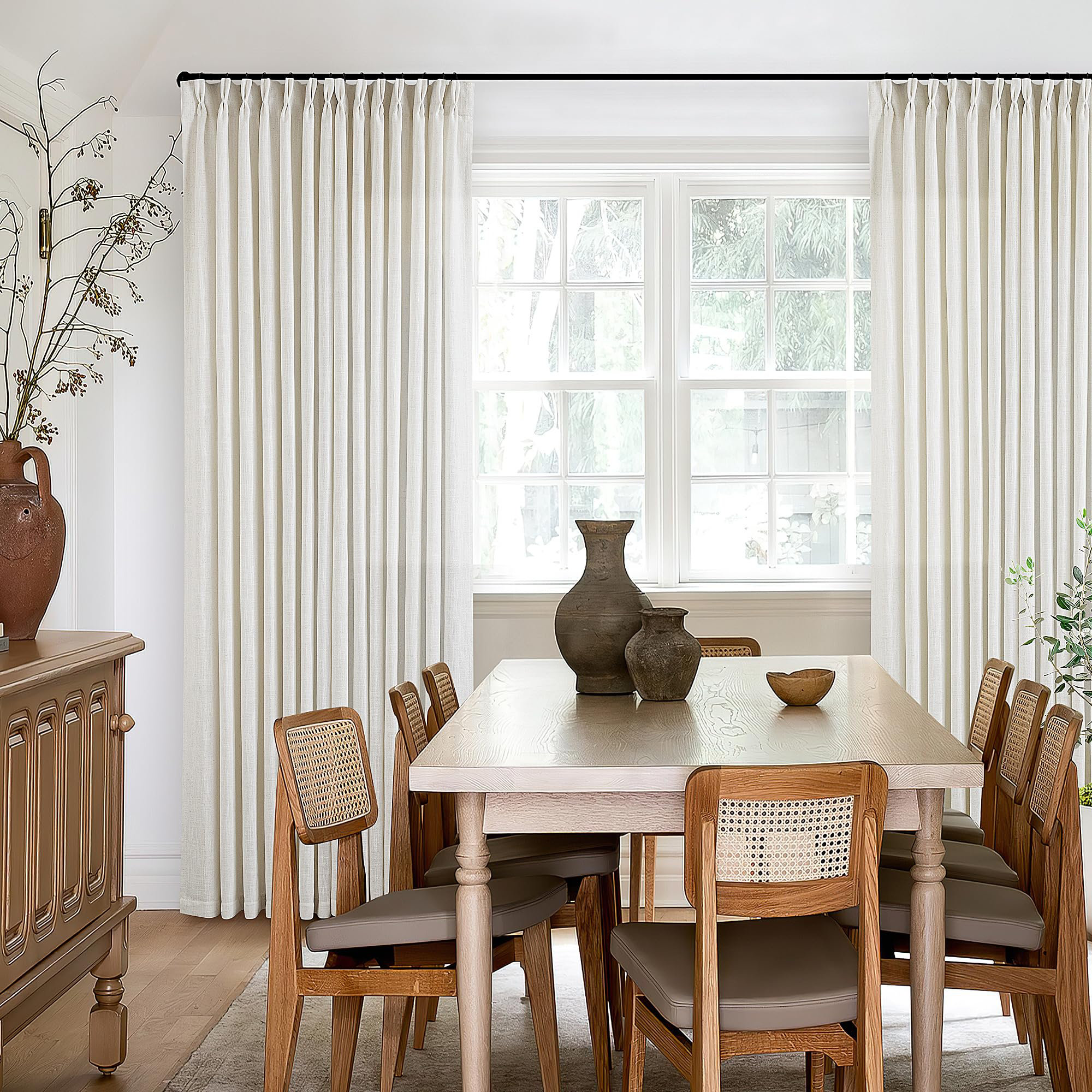 Latitude Run Pinch Pleated Linen Curtains 96 Inches Long 2 Panel Set