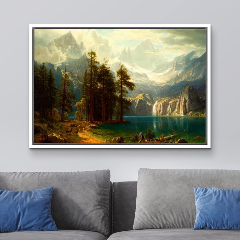 «Nature Landscape Sierra Nevada In California» par Albert Bierstadt sur toile par Albert Bierstadt, Cadre blanc