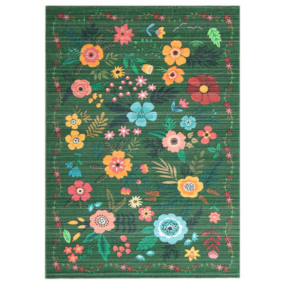 Tapis d'intérieur lavable à la machine, tapis antidérapant à motif rétro, antidérapant, pliable, résistant aux taches, pour les enfants