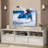Mid-Century Modern TV Stand for 85 Inch TVs, Entertainment Center with 3 Drawers & Open Shelves, White-897866087