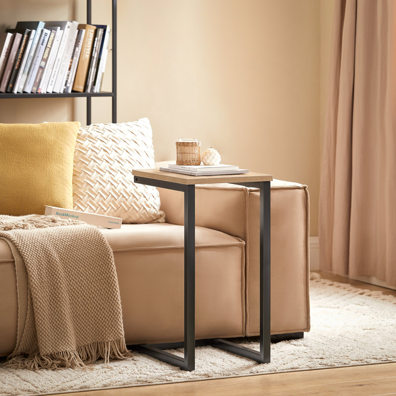 Table de bout naturelle et noire en forme de C, Naturel
