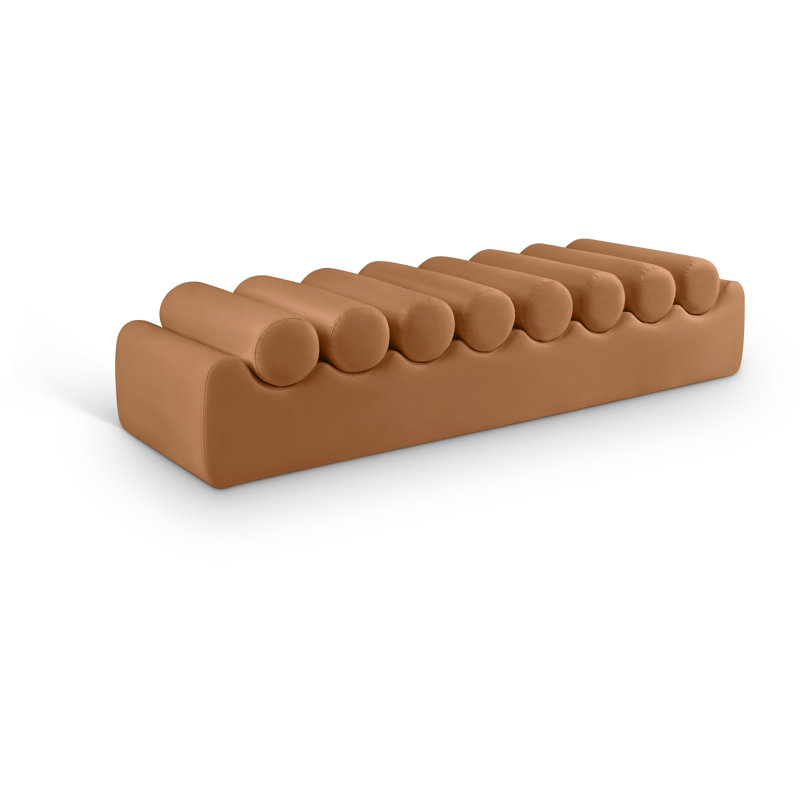 Rumble Vegan Leather Bench, Cognac Vegan Leather, 16.5" H x 72" W x 22" D