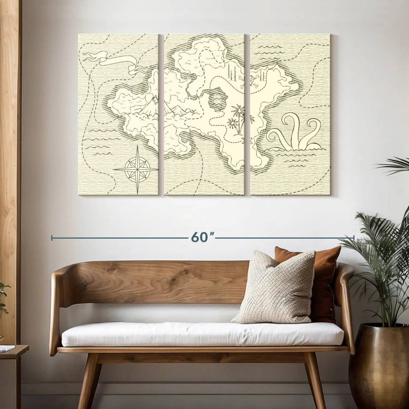 Aliaz Pirate Treasure Island Map, 32" H x 50" W