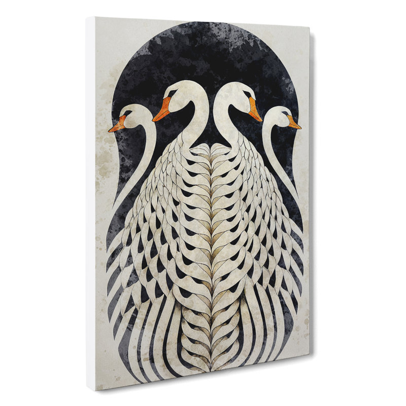 Art Deco Swan - Wrapped Canvas Print, 76cm H x 50cm W x 3cm D