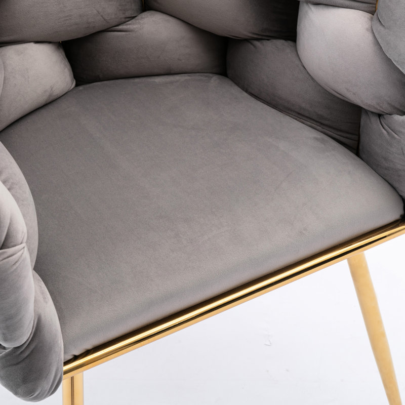 Chaise moderne en velours pour chambre à coucher | Texture douce et tricot unique de 28,46 po de profondeur x 21,85 po de largeur et de 29,16 po de hauteur, gris confortable