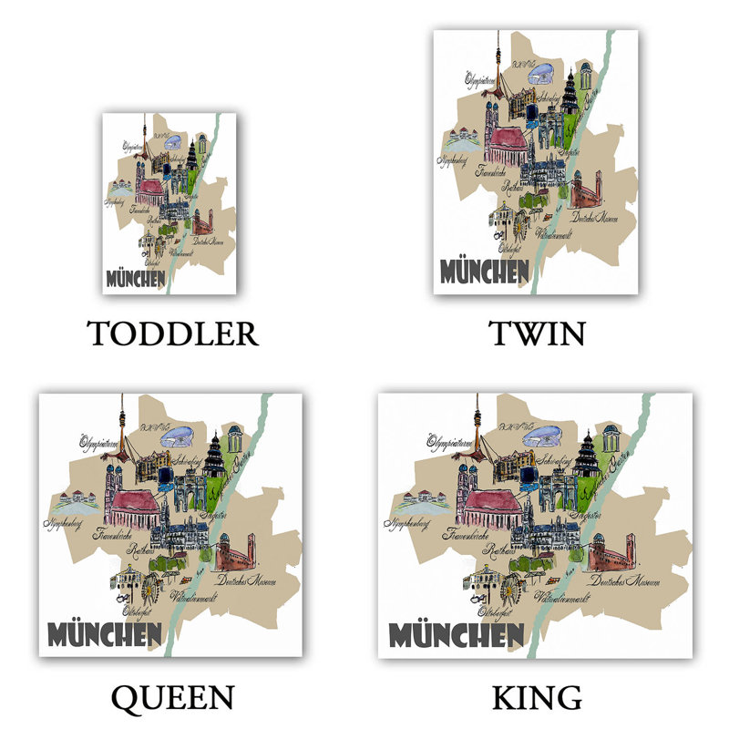 Ensemble de housse de couette touristique munich, 1 housse de couette grand + 2 taies standards