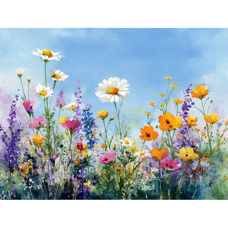 «Sunny Meadow Wildflowers», art mural sur toile tendue, H 16 po x l 24 po x P 1,5 po