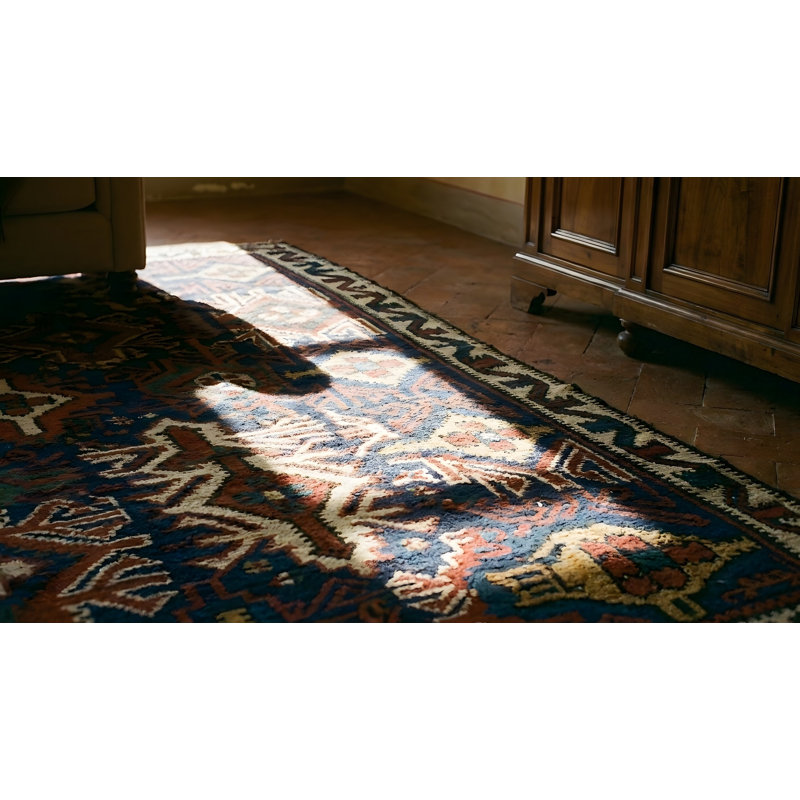 Bold Antique Tribal Geometric Design Caucasian Kilim Flatwoven Area Rug
