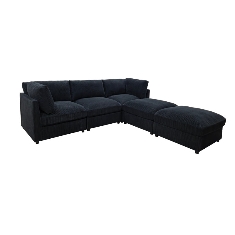 Canapé modulaire Foxbridge, Velours côtelé gris anthracite