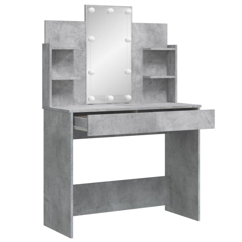 Micsunel Dressing Table with Mirror, Concrete Grey