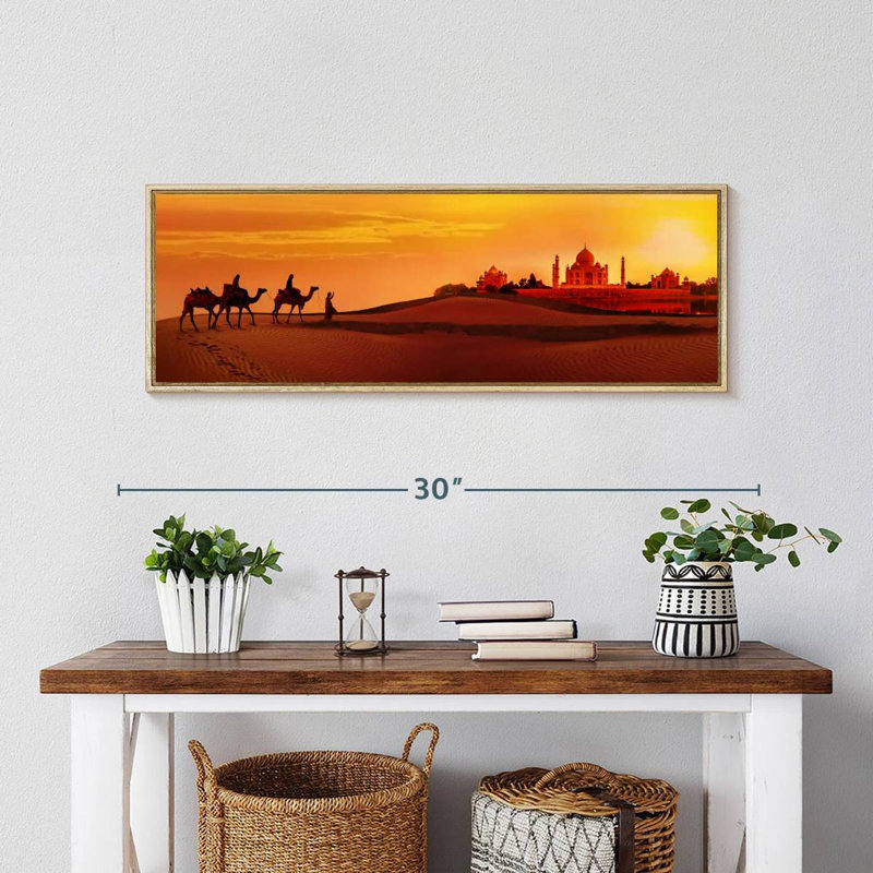 Taj Mahal gens du voyage, Cadre flottant en bois naturel, 28 po x 10 po