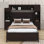 Lit double en bois avec armoire et tablette