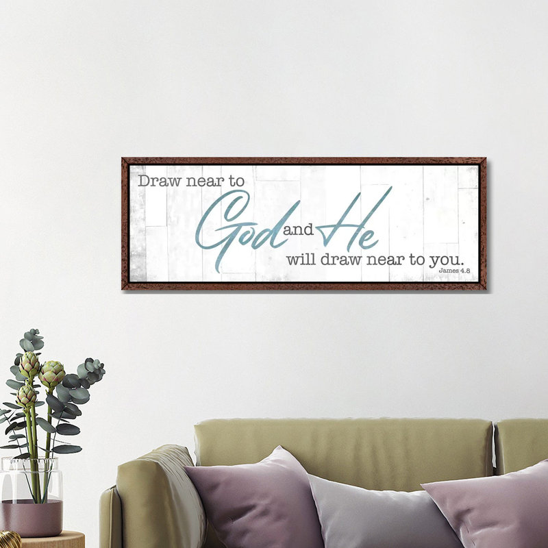 Draw Near by Mlli Villa - Panoramic Print on Canvas, Classic Brown Wood Floater Framed, 40.64cm H x 121.92cm W x 3.81cm D