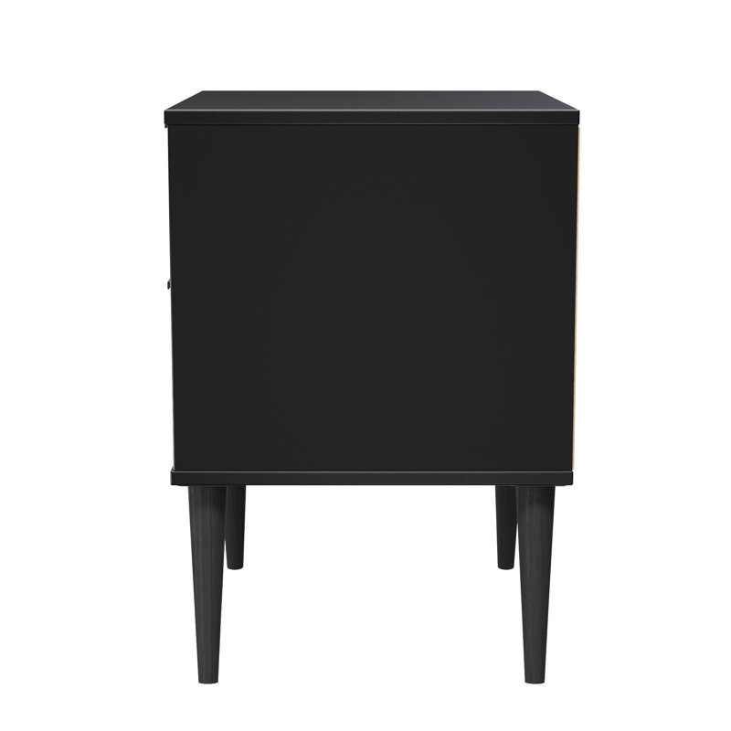 Peacham 45cm W Manufactured Wood Bedside Table, Black