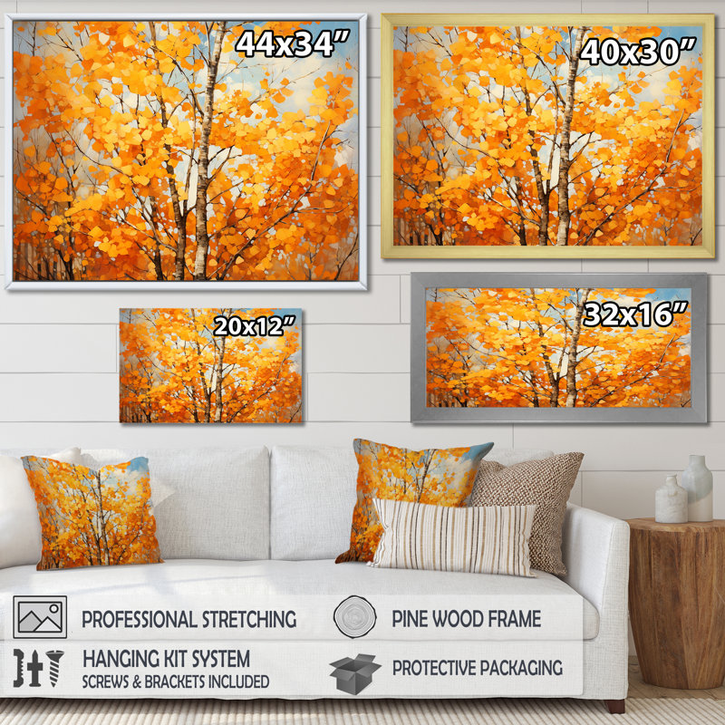 «Orange American Basswood Essence III», art mural arbre, Cadre flottant blanc, H 12 po x l 20 po x P 1 po