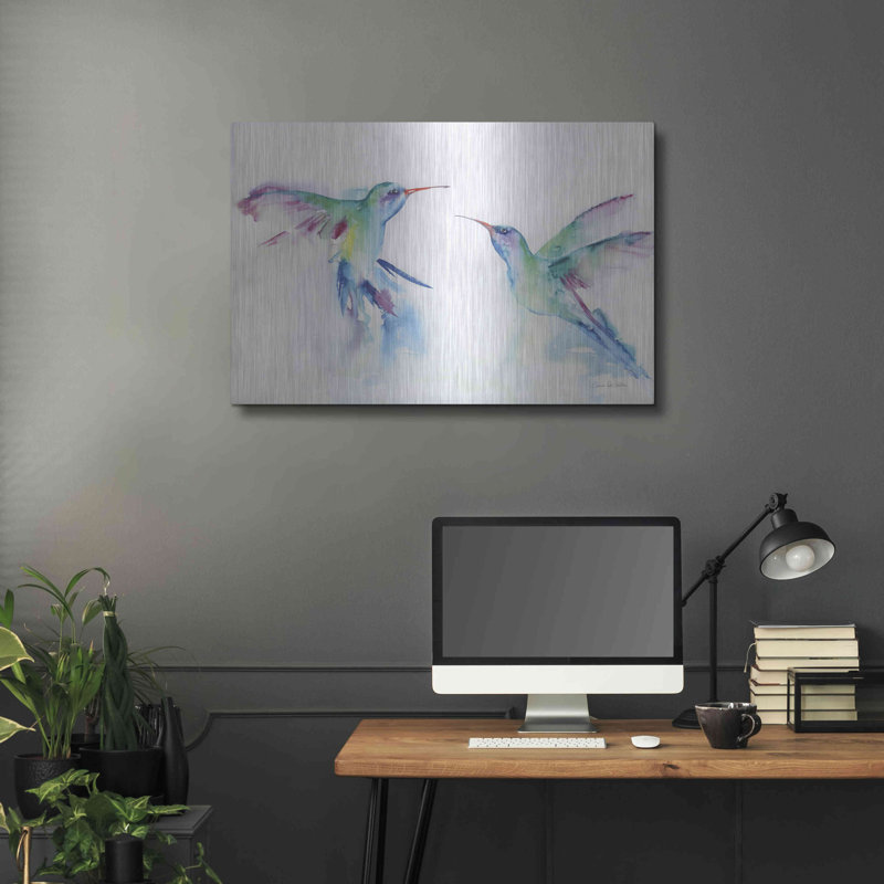 «Hummingbirds I» par Alan Majchrowicz - reproduction de dessin non encadrée sur métal, H 24 po x l 36 po x P 0,13 po