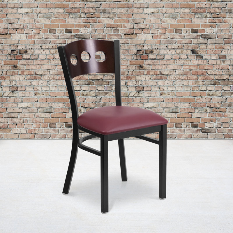 Jyun Decorative 3 Circle Back Metal Restaurant Chair, Burgundy