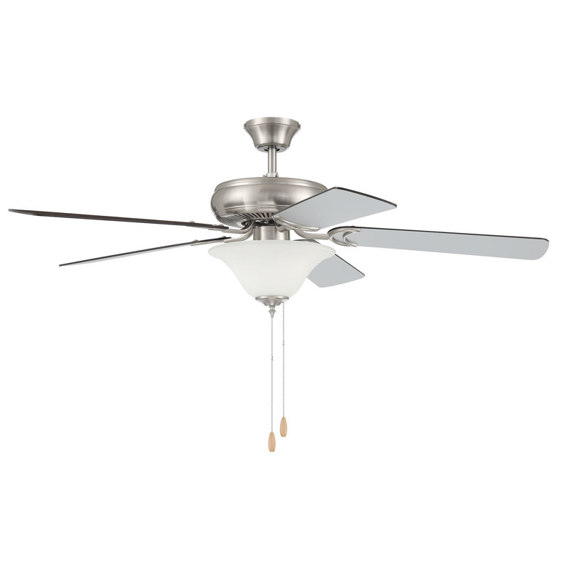 52'' Brushed Nickel Ceiling Fan with Frosted Glass Light Kit