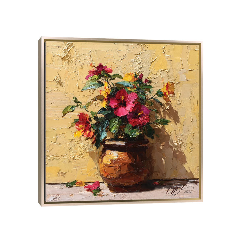 Miracle de la fleur double - reproduction d'art murale - toile encadrée, 26" x 26", Toile avec cadre, Champagne