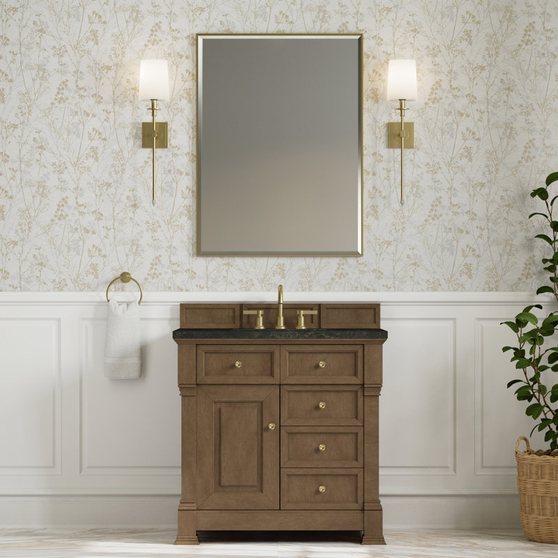 Brookfield 36'' Single Bathroom Vanity with Top, Pecan, Phantome Eclos, Widespread