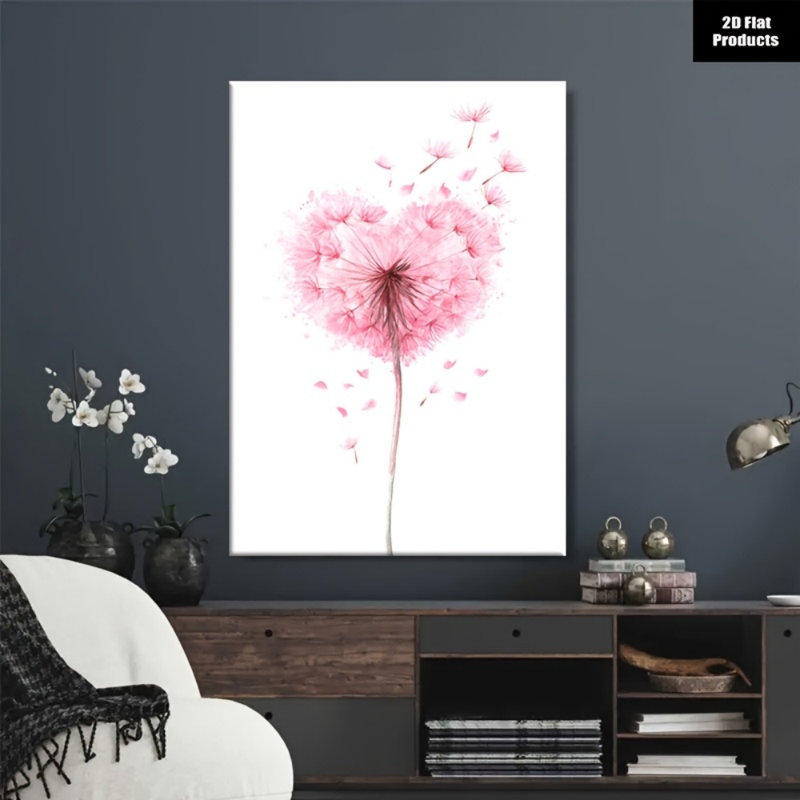 Doux cœur rose pissenlit, reproduction sur toile - Urban Studio, 12 * 8 pouces (30 * 20 * 2cm)
