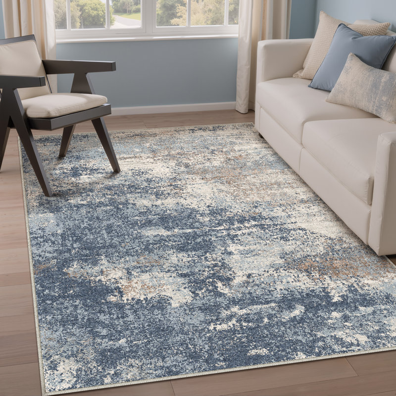 Tapis moderne lavable à la machine avec envers antidérapant Asher, Rectangulaire 3 pi x 5 pi