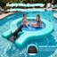 Quai flottant gonflable avec rampe pour bateau, chaise longue hamac en filet, flotteur de lac 9,8 pi avec porte-gobelets, plateforme gonflable pour 3 à 4 personnes pour piscine, mer, rivière, fête, bronzage, animaux de compagnie
